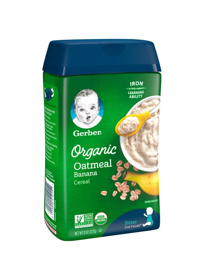 Gerber Baby Cereal Organic 2nd Foods, Grain & Grow, Oatmeal Banana, 8 Ounce