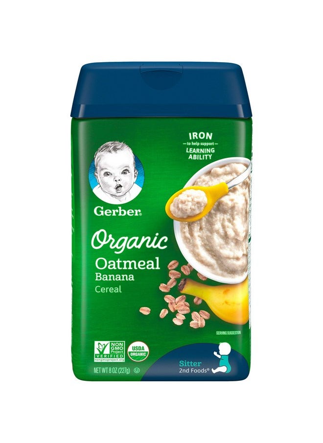 Gerber Baby Cereal Organic 2nd Foods, Grain & Grow, Oatmeal Banana, 8 Ounce