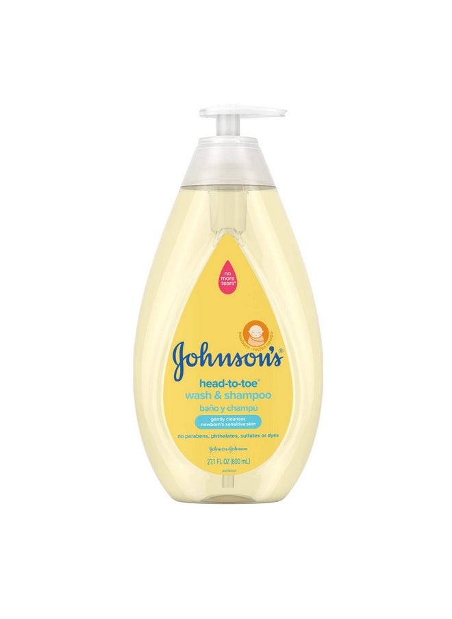 Johnson's Head-To-Toe Gentle Baby Body Wash & Shampoo, Tear-Free, Sulfate-Free & Hypoallergenic Bath Wash & Shampoo for Baby's Sensitive Skin & Hair, Washes Away 99.9% Of Germs 27.1 fl. oz