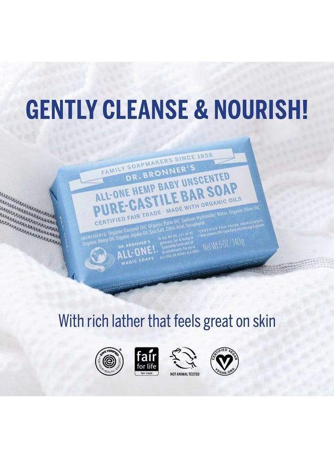 Dr. Bronner's Pure-Castile Baby Unscented Bar Soap - Made with Regenerative Organic Certified Oils - For Face, Hand, Hair - Gentle on Sensitive Skin- All Natural Bar Soap for Men & Women -2 pack, 10oz