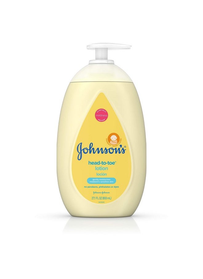 Johnson's Head-to-Toe Moisturizing Baby Body Lotion for Sensitive Skin, Hypoallergenic and Paraben-, Phthalate- and Dye-Free Baby Skin Care, 27.1 Fl Oz (Pack of 1)