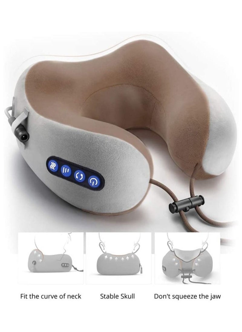 Electric Travel Neck Massage Pillow U Shaped Memory Foam Kneading Vibration Neck Head Support Pillow Relief Cervical Pain For Airplane,