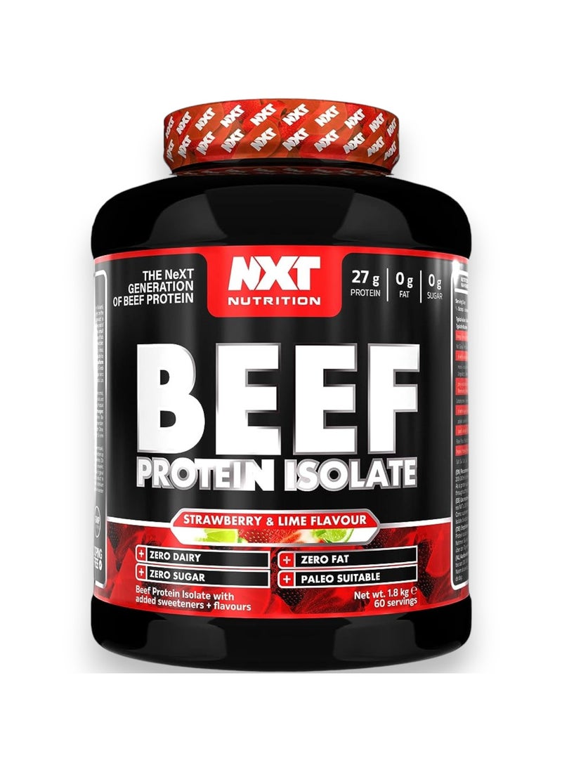 Beef Protein Isolate, Strawberry & Lime Flavour,  1.8kg, 60 Servings