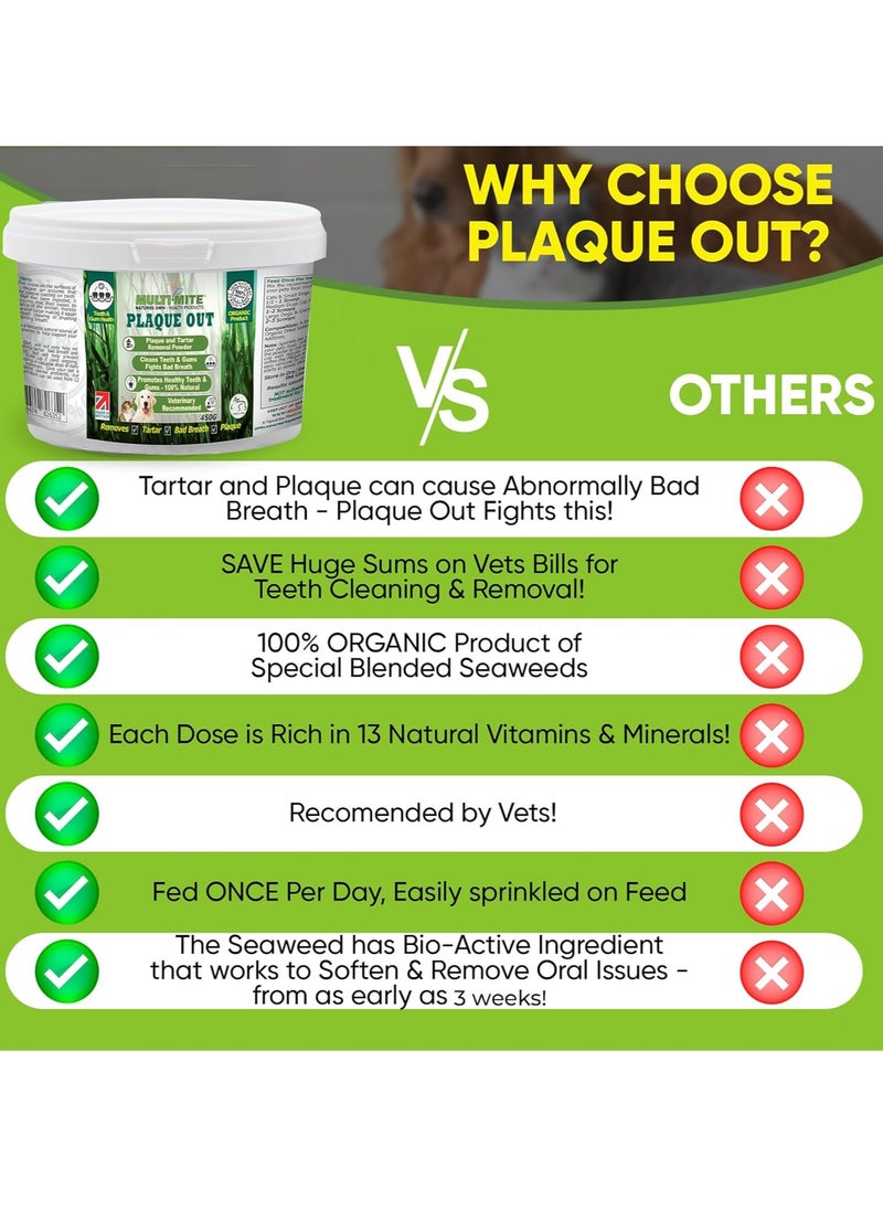 OUT 450G Tartar and Plaque Off Remover 100 percent Natural and Organic Bad Breath Teeth Gum Care for Dogs Cats