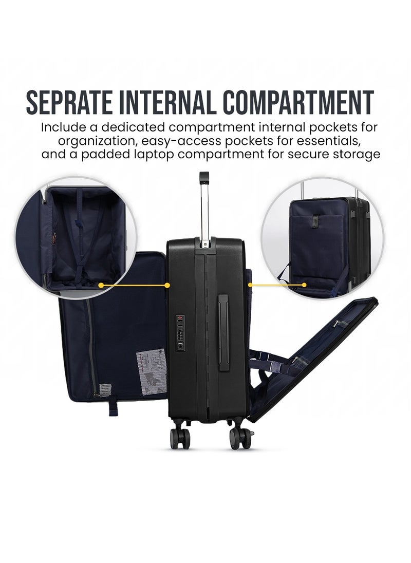 ML02 Wide Handle Cabin Luggage | Lightweight Cabin Trolley Bag | Durable Travel Gear | Cabin Size Luggage with Wide Handle