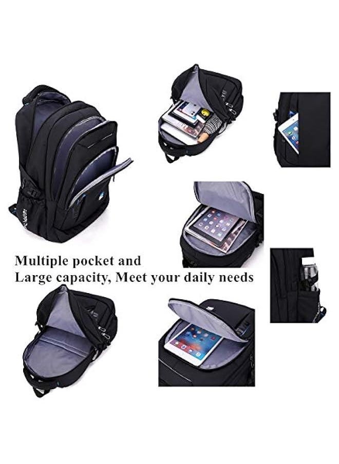 Black Kids Boys Rolling Backpack Teens Carry-on Luggage with Wheels Trolly BookBag for School-2 Wheels