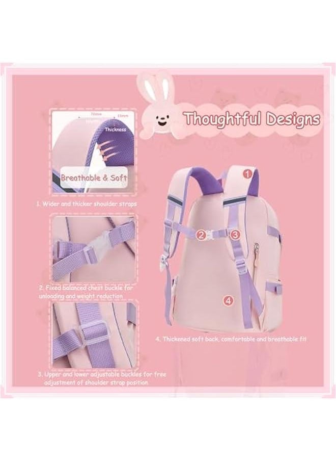 Bunny Backpack for Girls Kawaii Girls School Bag Cute Sequin Kids Bookbags with Tuition Tote Bag