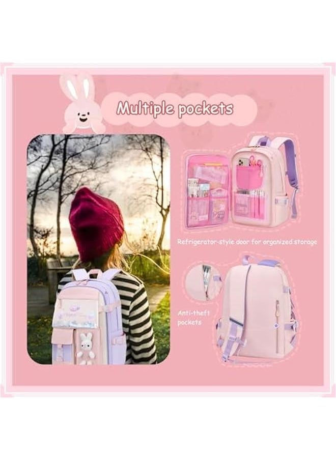 Bunny Girls Backpack for School Kawaii Kids Girls Book bags Cute Sequin School Bag for Girls