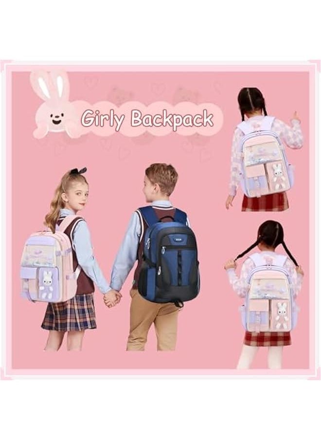 Bunny Girls Backpack for School Kawaii Kids Girls Book bags Cute Sequin School Bag for Girls