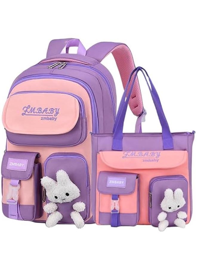 Kawaii Bunny Sequin Kids Girls Backpack Elementary Students Book Bag Primary School Bag with Handbag for Teens