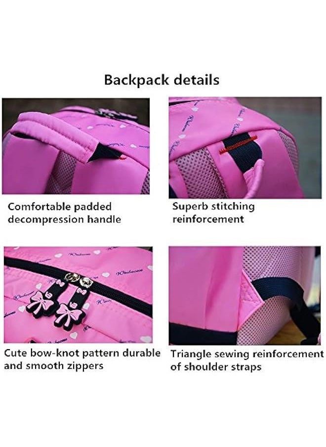 3Pcs Heart Printing Backpack Sets Bowknot Primary Schoolbag Travel Daypack Shoulder Bag Girls Rucksack knapsack