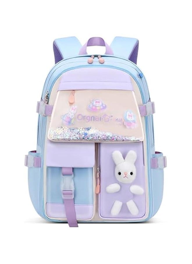 Bunny Girls Backpack for School Kawaii Kids Girls Book bags Cute Sequin School Bag for Girls