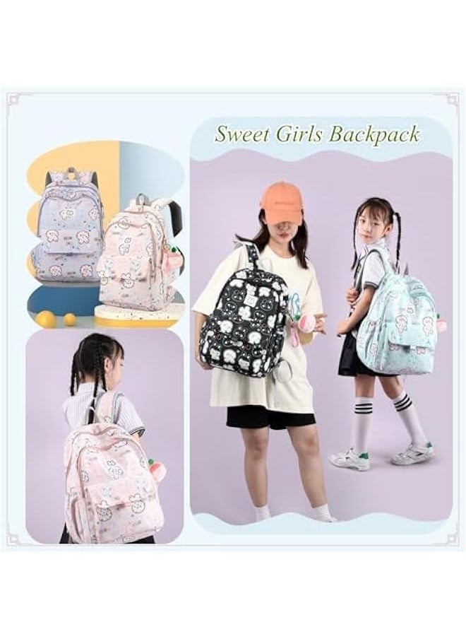 Girls Backpack for School Colorful Bunny Bookbag Kids School Book Bag for Girls