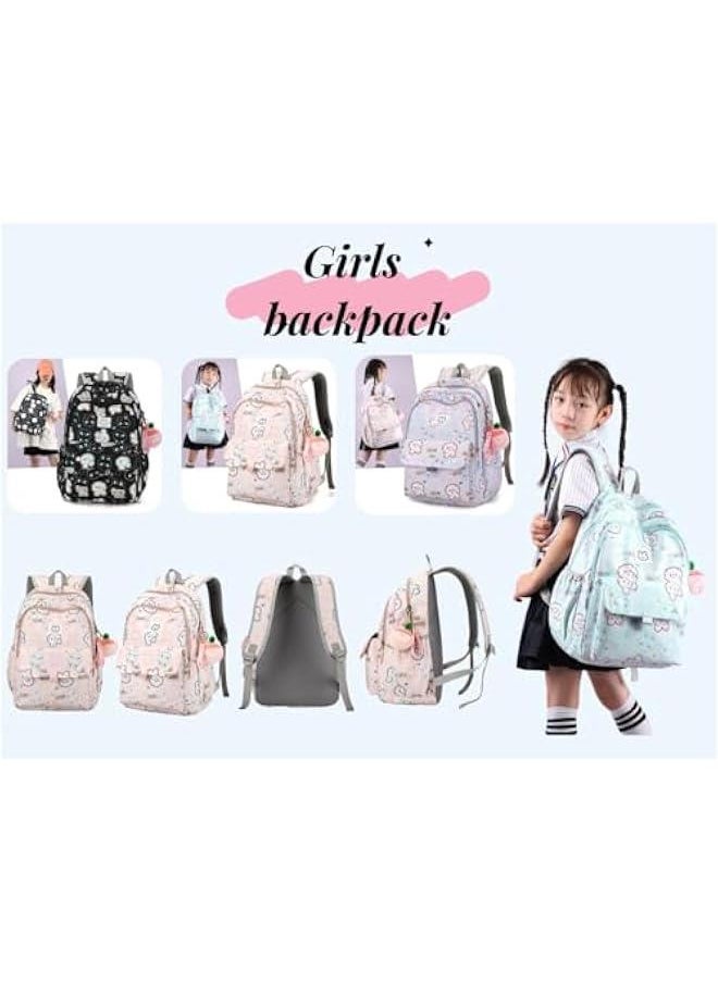 Girls Backpack for School Colorful Bunny Bookbag Kids School Book Bag for Girls