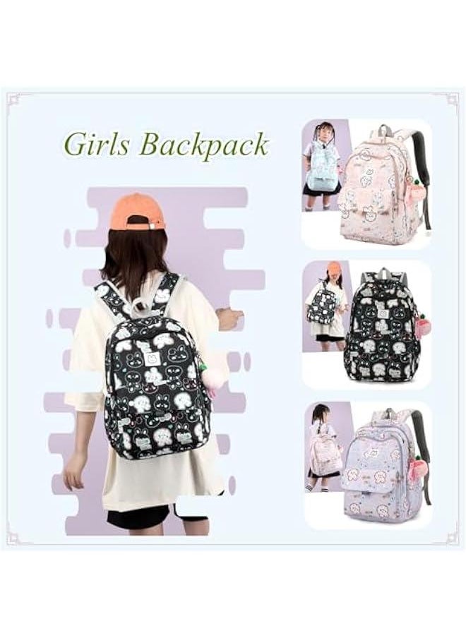 Girls Backpack for School Colorful Bunny Bookbag Kids School Book Bag for Girls