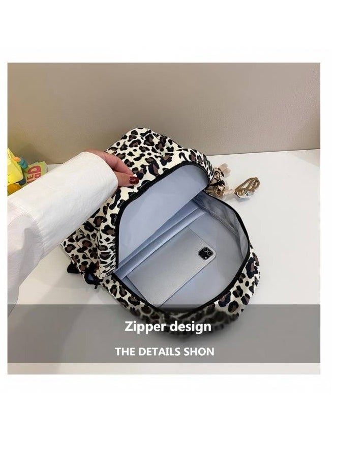 New Fashion Leopard Print Backpack, Lightweight And Versatile Female College Student Backpack, Travel And Leisure Backpack
