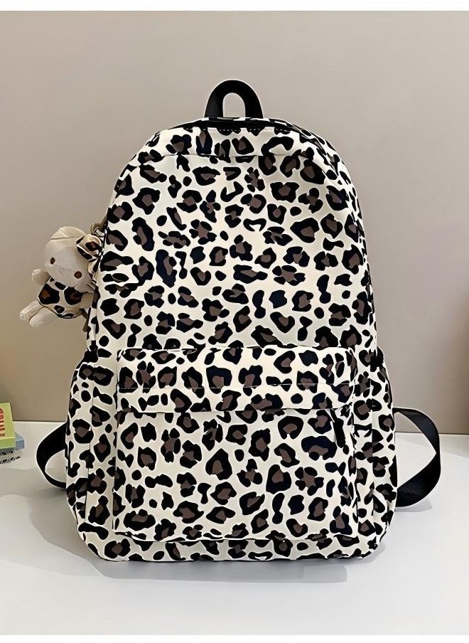 New Fashion Leopard Print Backpack, Lightweight And Versatile Female College Student Backpack, Travel And Leisure Backpack