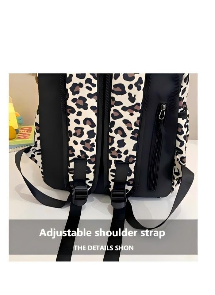 New Fashion Leopard Print Backpack, Lightweight And Versatile Female College Student Backpack, Travel And Leisure Backpack