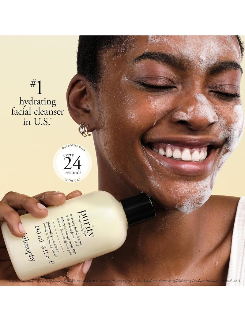 philosophy purity made simple one-step facial cleanser- with meadowfoam seed oil – gently cleanses & melts away dirt, oil & stubborn makeup – paraben free face wash