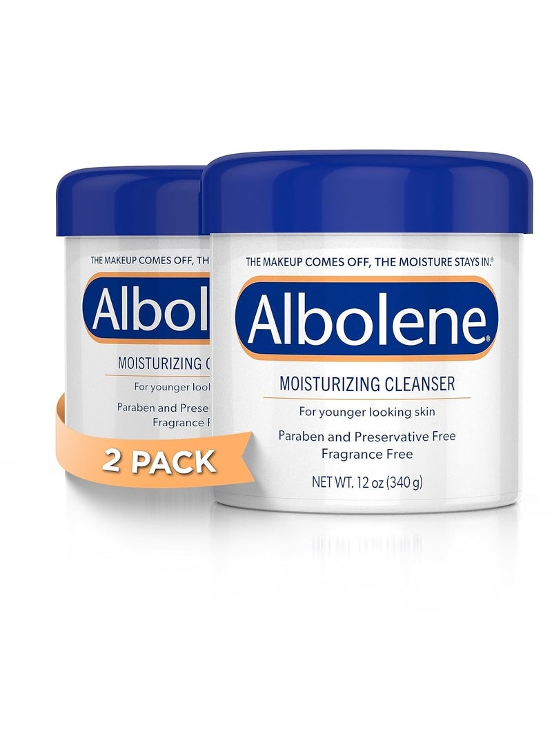 Albolene Face Moisturizer and Makeup Remover, Facial Cleanser and Cleansing Balm, Fragrance Free Cream, 12 oz (2 Pack)