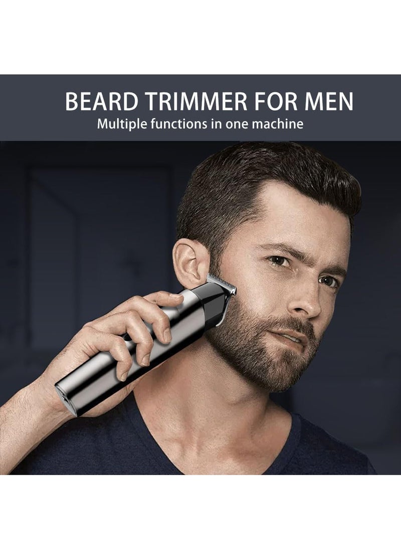 Beard Trimmer for Men - 5 in 1 Kit Electric Razor, Nose Hair Trimmer with LED Display, Cordless Mustache Body Face Grooming Kit, Waterproof Rechargeable Beard Shaver