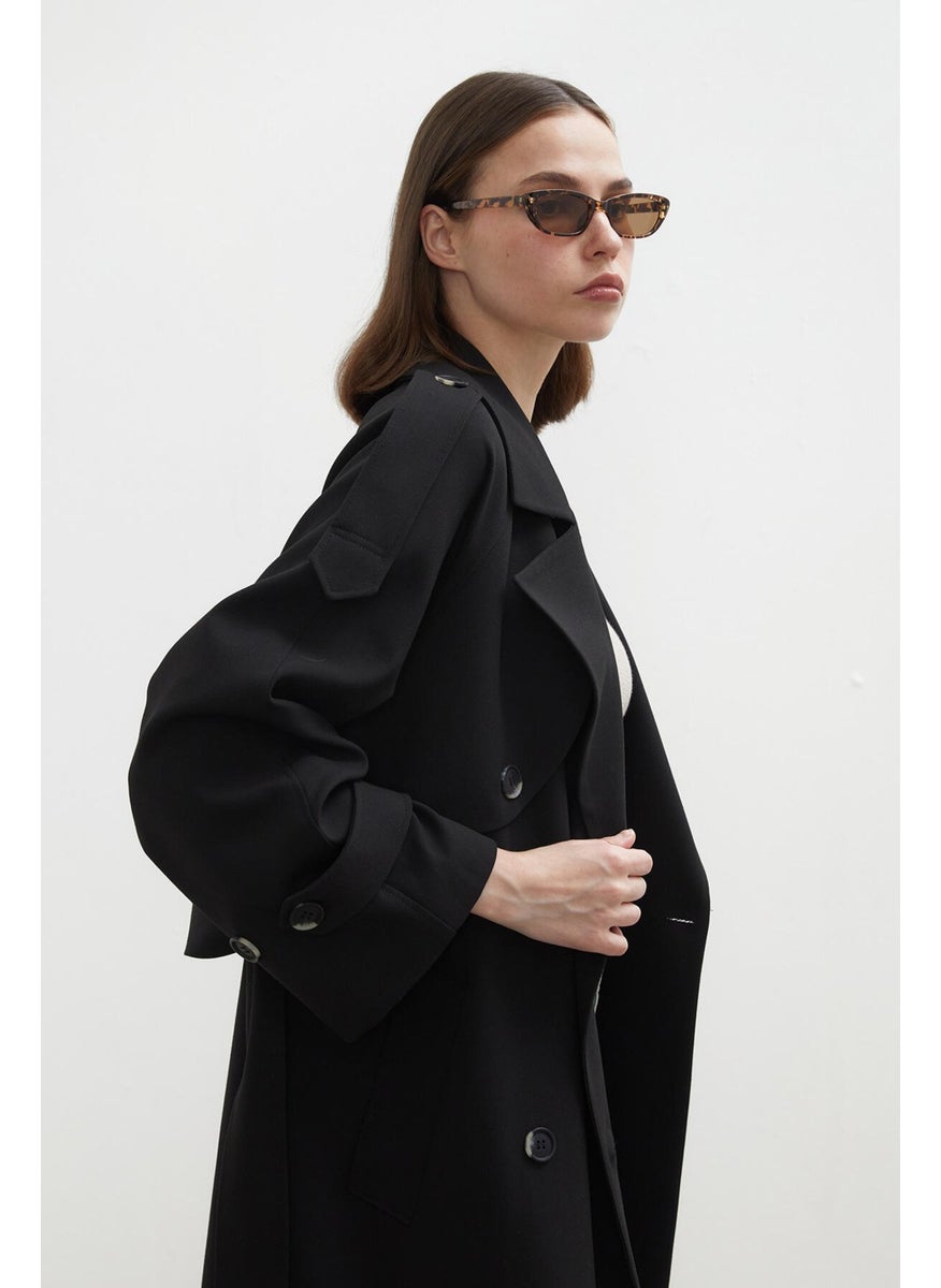 Premium Oversize Trench Coat Black