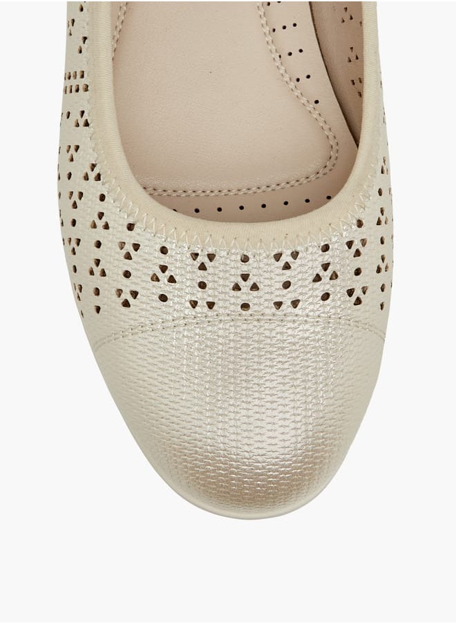 Women Laser Cut Detail Slip-On Ballerina Shoes