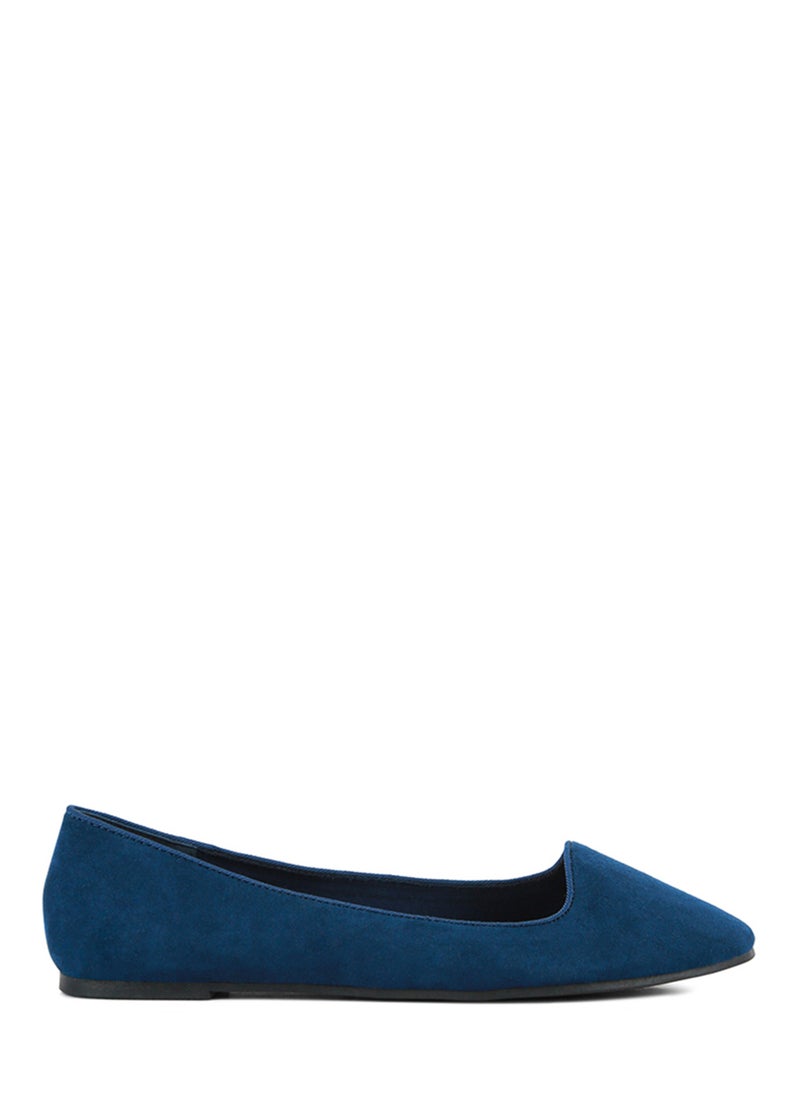 Navy Microfiber Casual Ballerinas