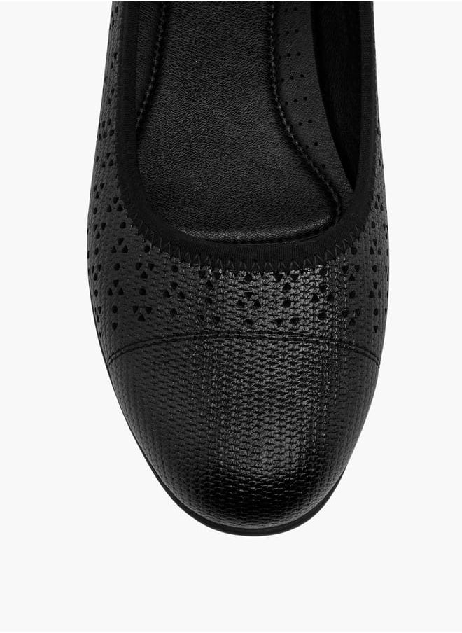 Women Laser Cut Detail Slip-On Ballerina Shoes