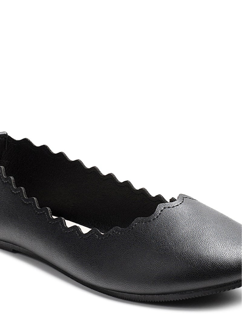 Black Laser Cut Wave Ballerinas