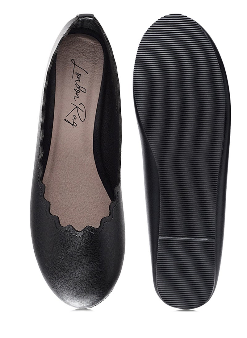 Black Laser Cut Wave Ballerinas