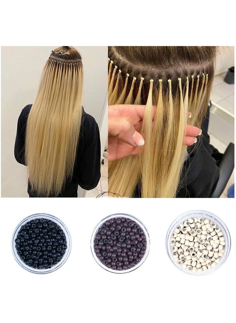 Silicone Nano Ring 1000Pcs Per Bottle Nano Ring Beads Micro Links Hair Extension Brown