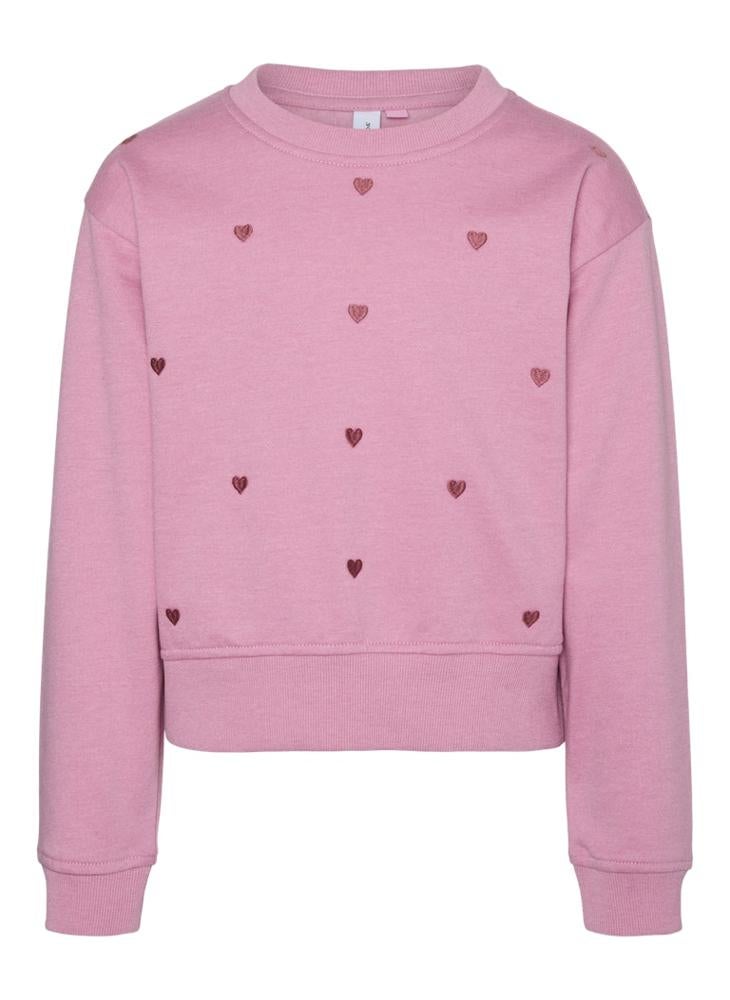 Kids Heart Print Crew Neck Sweatshirt