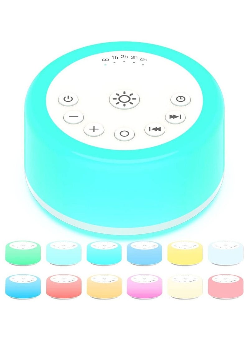 Sound Machines White Noise Machine 12 Colors Night Lights with 30 Soothing Sounds Sleep Machine with 5 Timers Portable for Home Travel and Office (White)