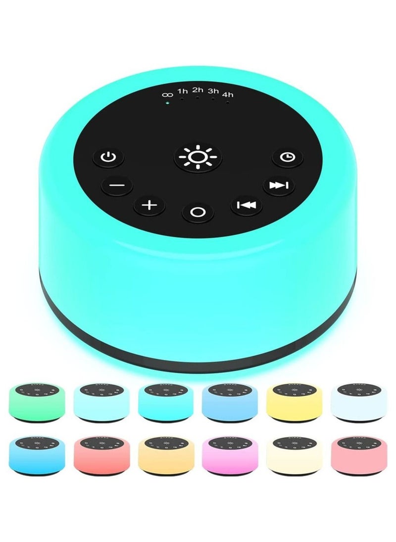 Sound Machines White Noise Machine 12 Colors Night Lights with 30 Soothing Sounds Sleep Machine with 5 Timers Portable for Home Travel and Office (Black)