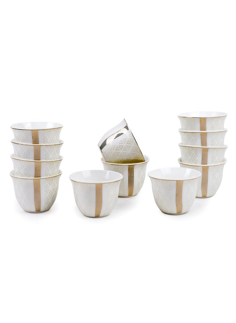 Shallow Porcelain Amara Cawa Cup, 80ml (12 Pieces, White & Gold)