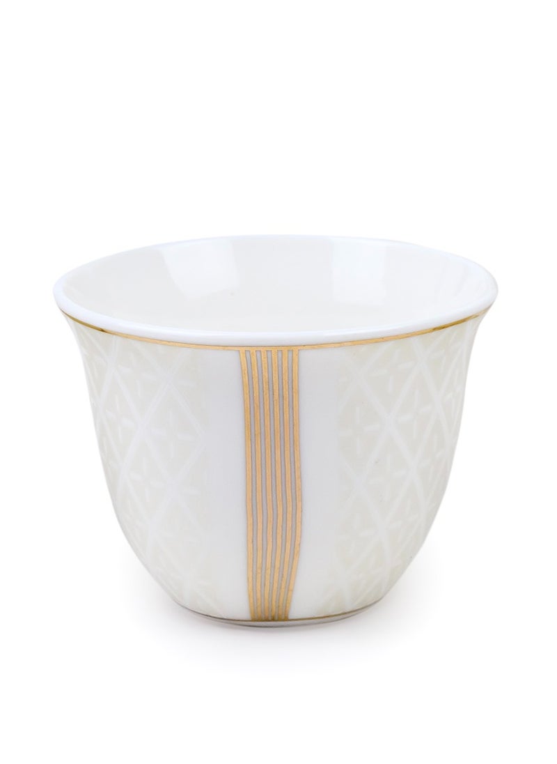 Shallow Porcelain Amara Cawa Cup, 80ml (12 Pieces, White & Gold)