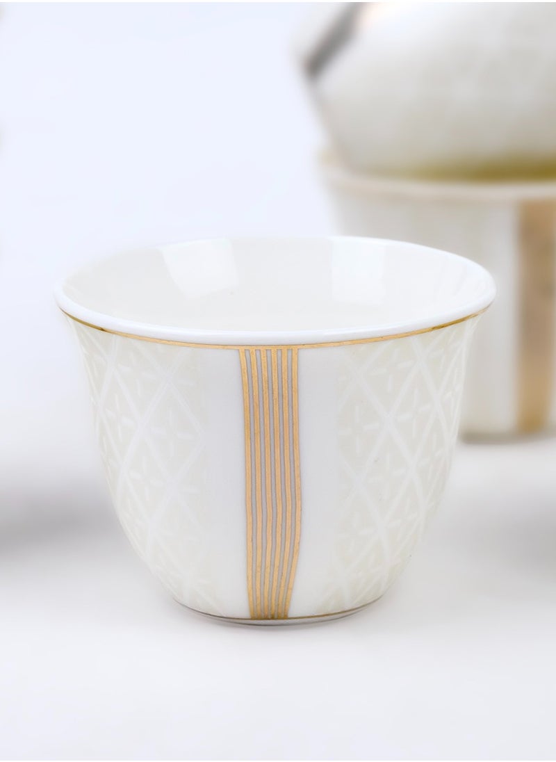 Shallow Porcelain Amara Cawa Cup, 80ml (12 Pieces, White & Gold)