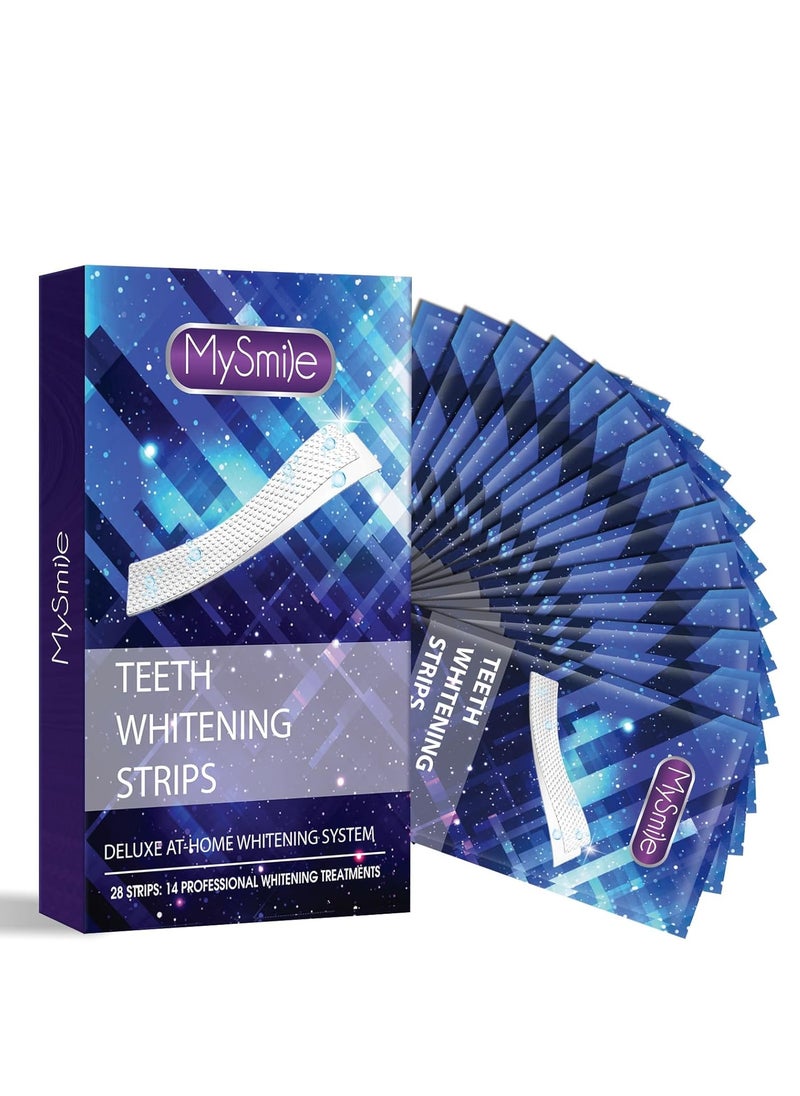 MySmile Teeth Whitening Strips 14 Treatments, Non-Sensitive Formula, Non-Slip 28 Whitening Strips for Sensitive Teeth, Fast Whitening, Safe Whitener for Smokers, Coffee Drinkers, Yellow Stains