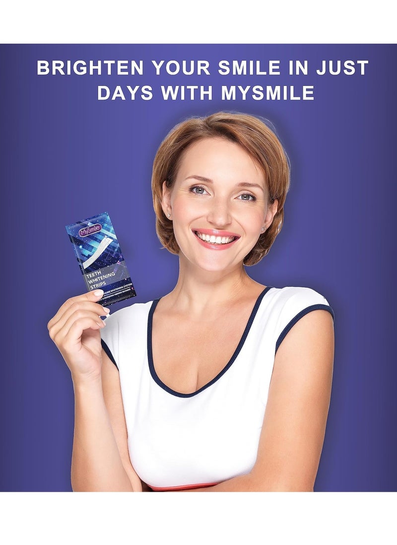 MySmile Teeth Whitening Strips 14 Treatments, Non-Sensitive Formula, Non-Slip 28 Whitening Strips for Sensitive Teeth, Fast Whitening, Safe Whitener for Smokers, Coffee Drinkers, Yellow Stains