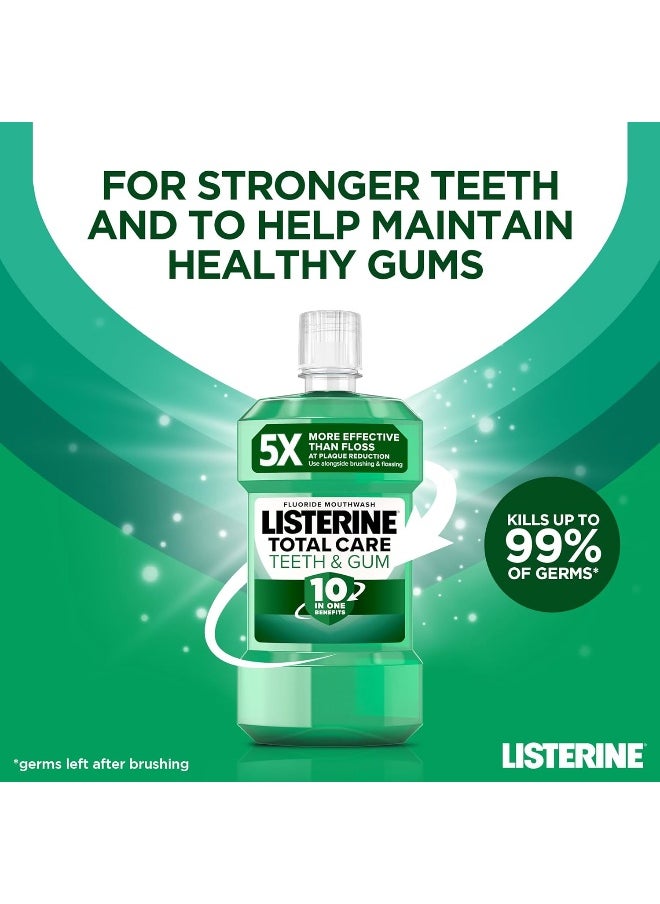 Listerine Total Care Teeth and Gum Mouthwash (500ml), 10-in-1 Benefit Mouthwash for Total Oral Care, Gum Mouthwash to Maintain a Clean and Healthy Mouth