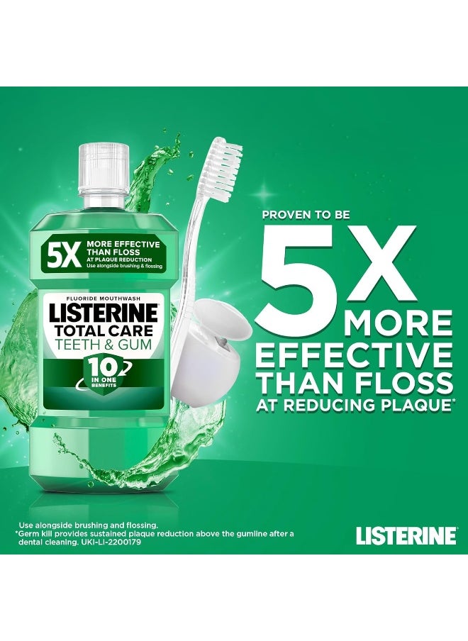 Listerine Total Care Teeth and Gum Mouthwash (500ml), 10-in-1 Benefit Mouthwash for Total Oral Care, Gum Mouthwash to Maintain a Clean and Healthy Mouth