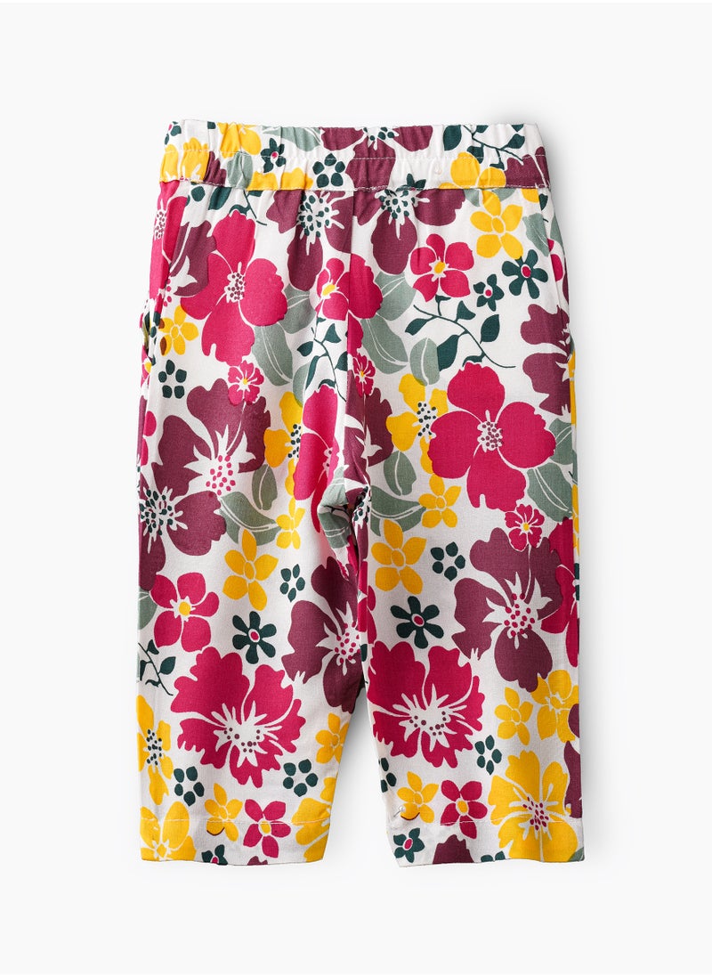 Floral Print Viscose Summer Pants for Infant Girls