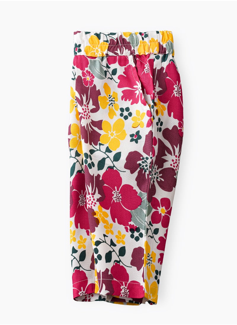 Floral Print Viscose Summer Pants for Infant Girls