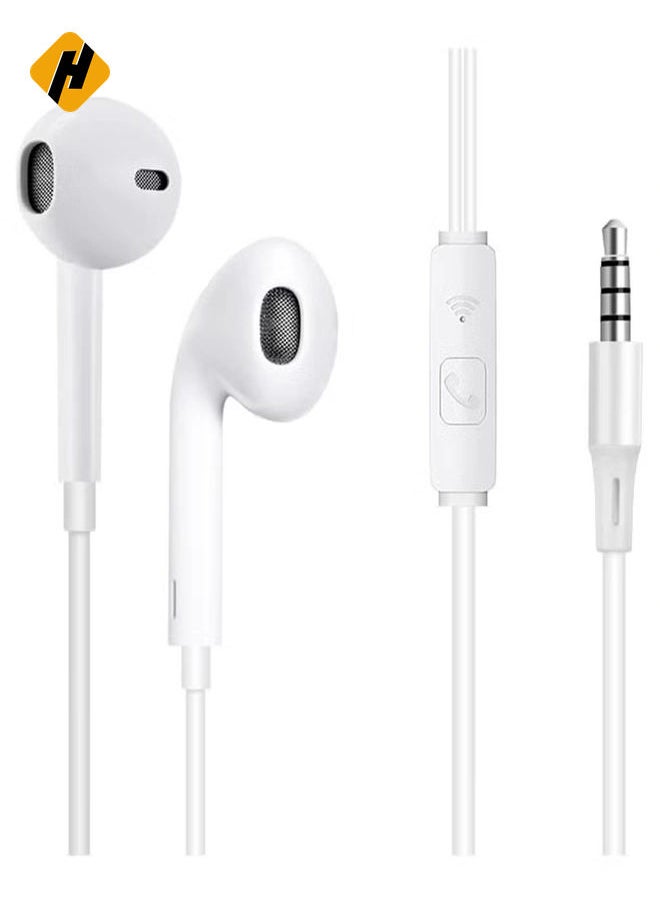 Earbuds Earphones with Microphone, Earbuds Earphones Wired Stereo in-Ear Headphones Bass Earbuds, Compatible with iPhone and Android Smartphones