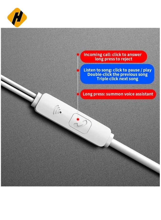 Earbuds Earphones with Microphone, Earbuds Earphones Wired Stereo in-Ear Headphones Bass Earbuds, Compatible with iPhone and Android Smartphones