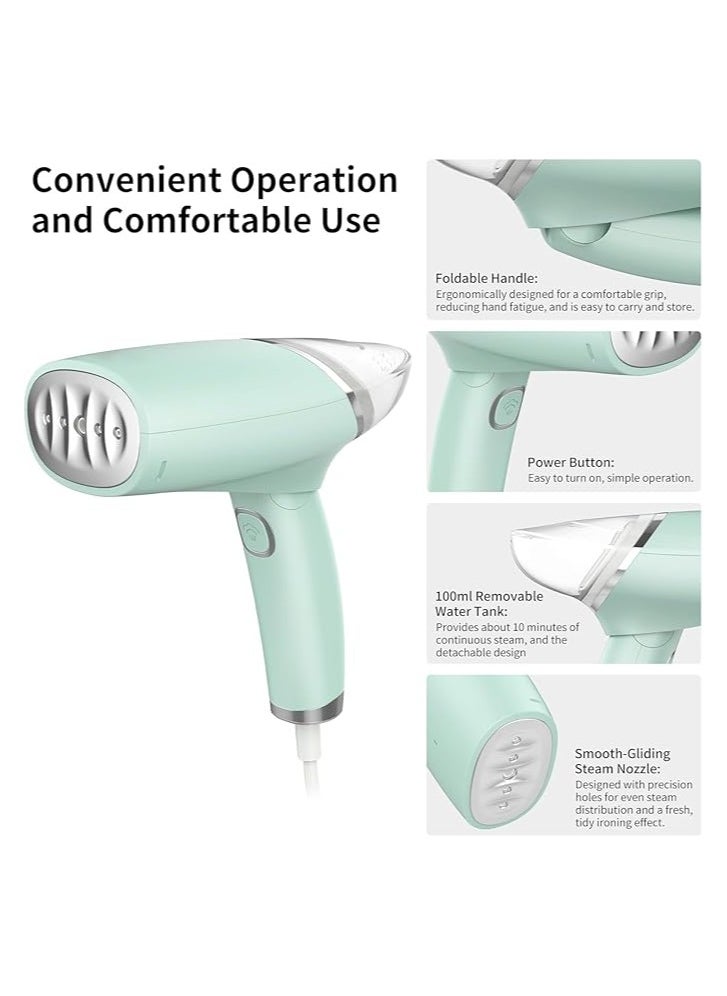 Annmiir Handheld Garment Steamer for Clothes, Extreme Steam 1000W, Portable Handheld Design, Strong Penetrating Steam,GREEN