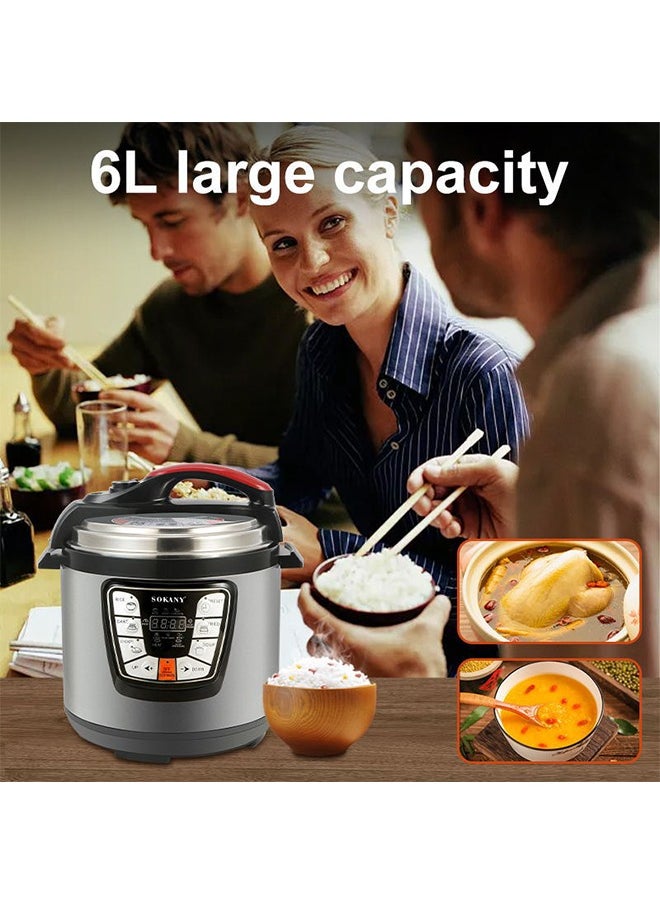 6L Electric Pressure Cooker Digital Multi Cooker,Instant Pot Multi-Function Menu, Scheduled Appointment, Non-Stick Inner Pot, Stainless Steel Body, Touch Screen,1000w SK-2401 Silver/Black