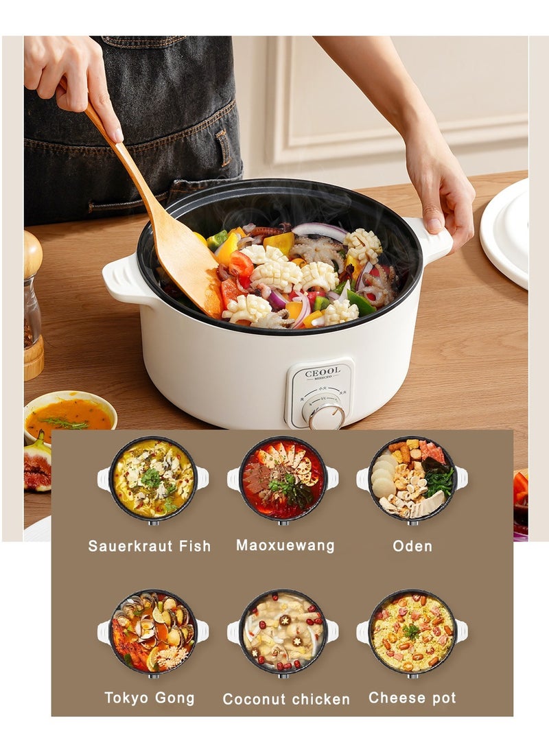 Electric Hot Pot 3L Multi-functional Stove-less Cooking Pot 1000W Power Non Stick Pot Overheating Boiled and Dry Protection Fry/Boil/Stew/Rinse (CN Plug)