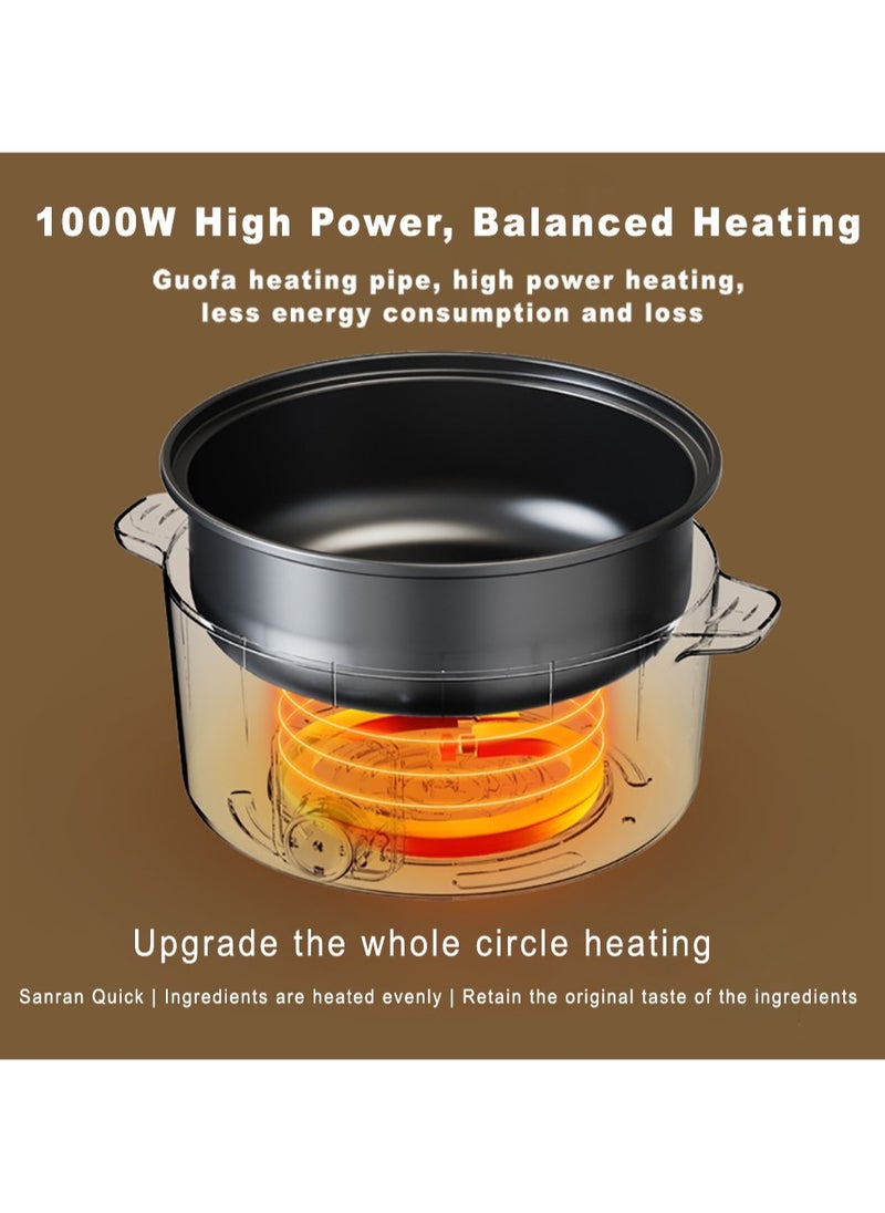 Electric Hot Pot 3L Multi-functional Stove-less Cooking Pot 1000W Power Non Stick Pot Overheating Boiled and Dry Protection Fry/Boil/Stew/Rinse (CN Plug)